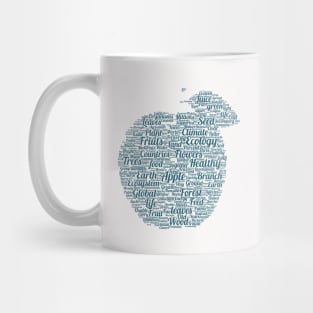 Apple Silhouette Shape Text Word Cloud Mug